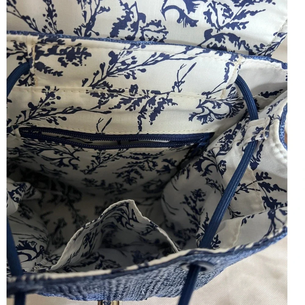 Vera Bradley Backpack Small Blue Straw Sea Turtle Excellent Coastal 29200-13096